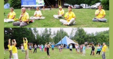 Презентация метода практики Фалуньгун (Фалунь Дафа) на спортивном мероприятии Управления криминалистики государственной полиции Латвии, 2018 г.