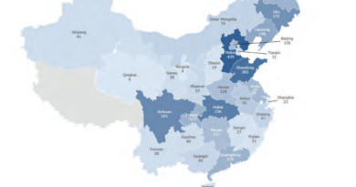 Число центров «промывания мозгов» в Китае по регионам